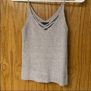 American Eagle Knit Ribbed Top Pink